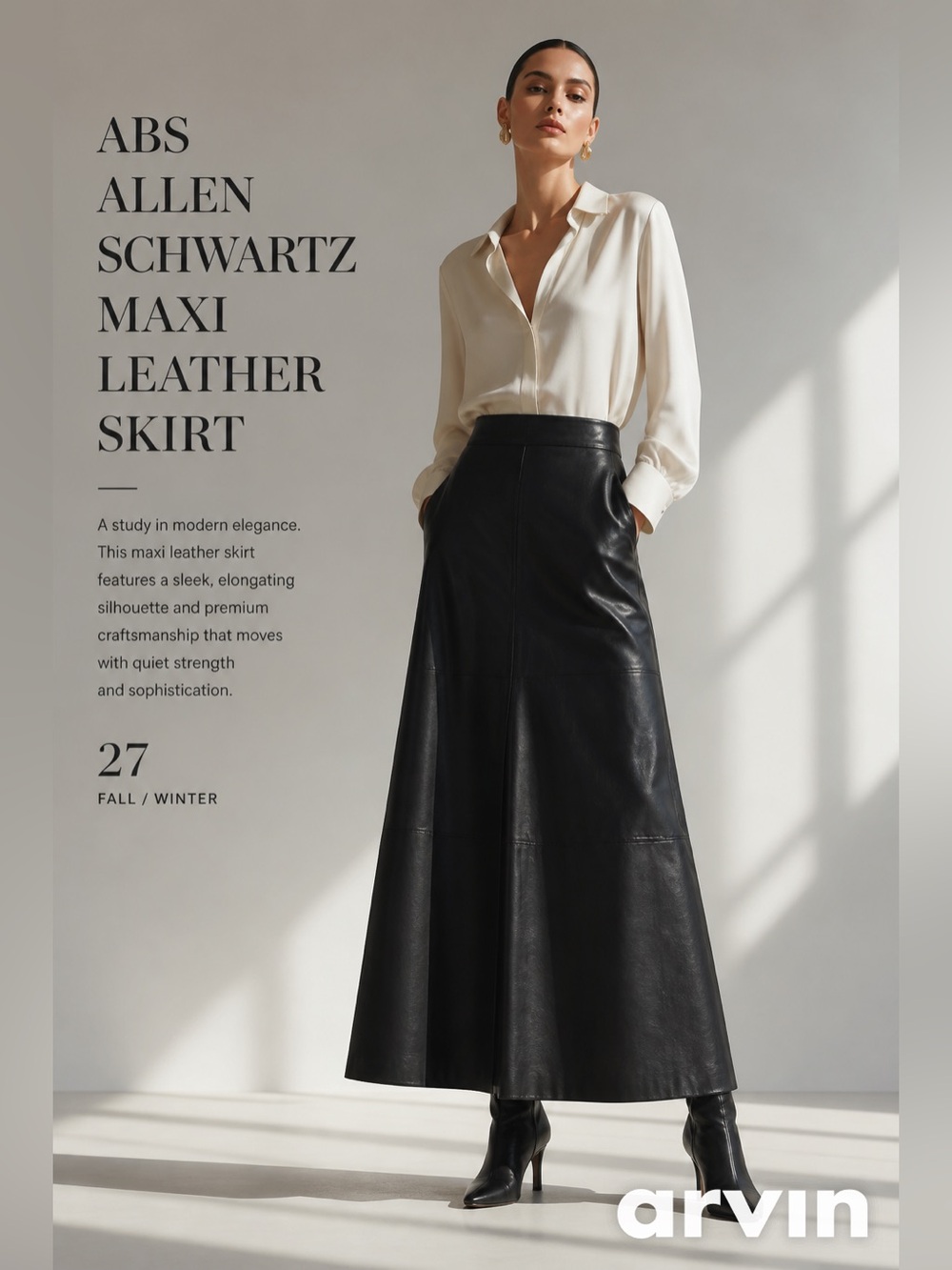 ABS Allen Schwartz Maxi Leather skirt